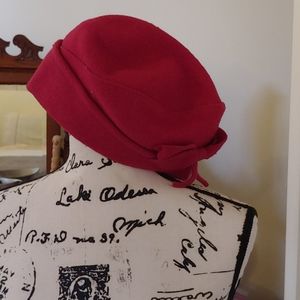 Cute Red Coldwater Creek Cloche Hat
